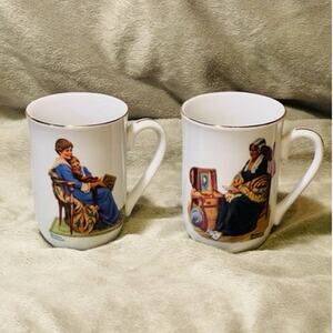 Vintage Pair of Authentic Norman Rockwell Museum Collector's Coffee Cups (1982)